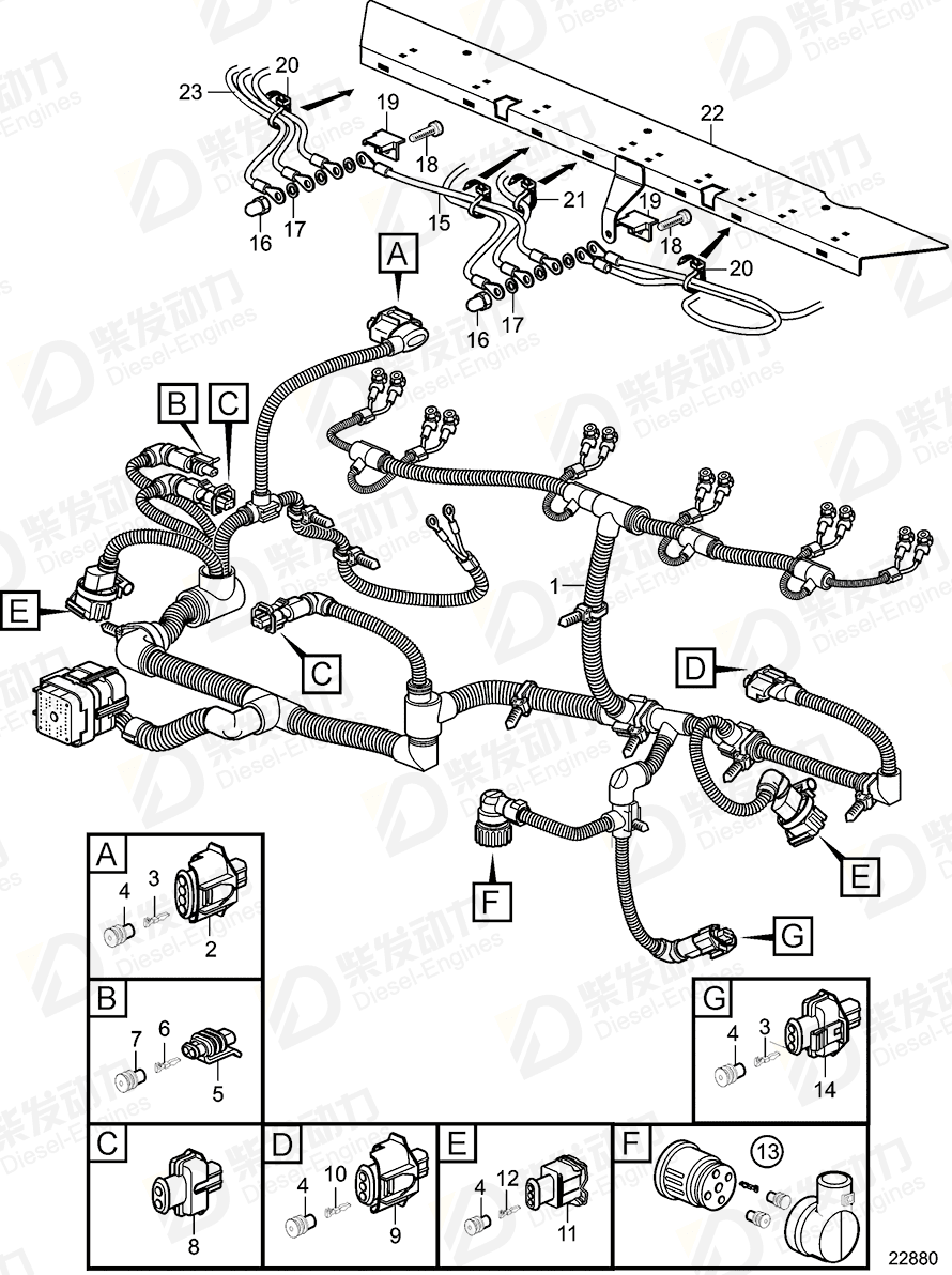 VOLVO Cable harness 22284928 Drawing